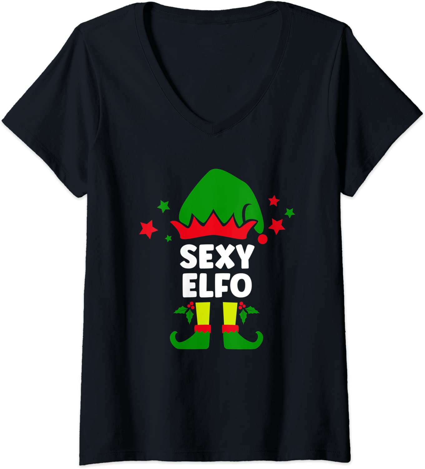 Price:$17.99 Sexy Elfo Funny Spanish Matching Christmas Elf Decorations V-Neck T-Shirt : Clothing, Shoes & Jewelry