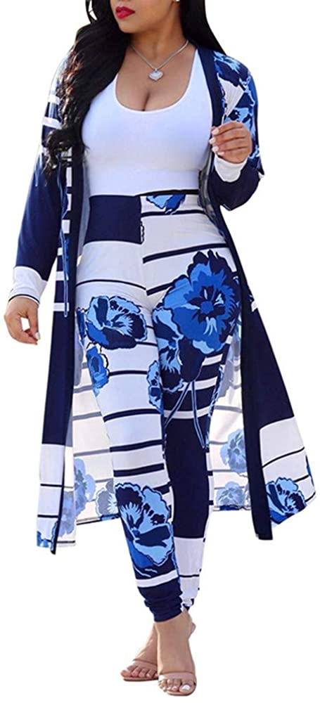 Price:$25.99 Women Floral Print Long Sleeve Cardigan Cover up Long Pants 2 Piece Outfits Set at Amazon Women’s Clothing store