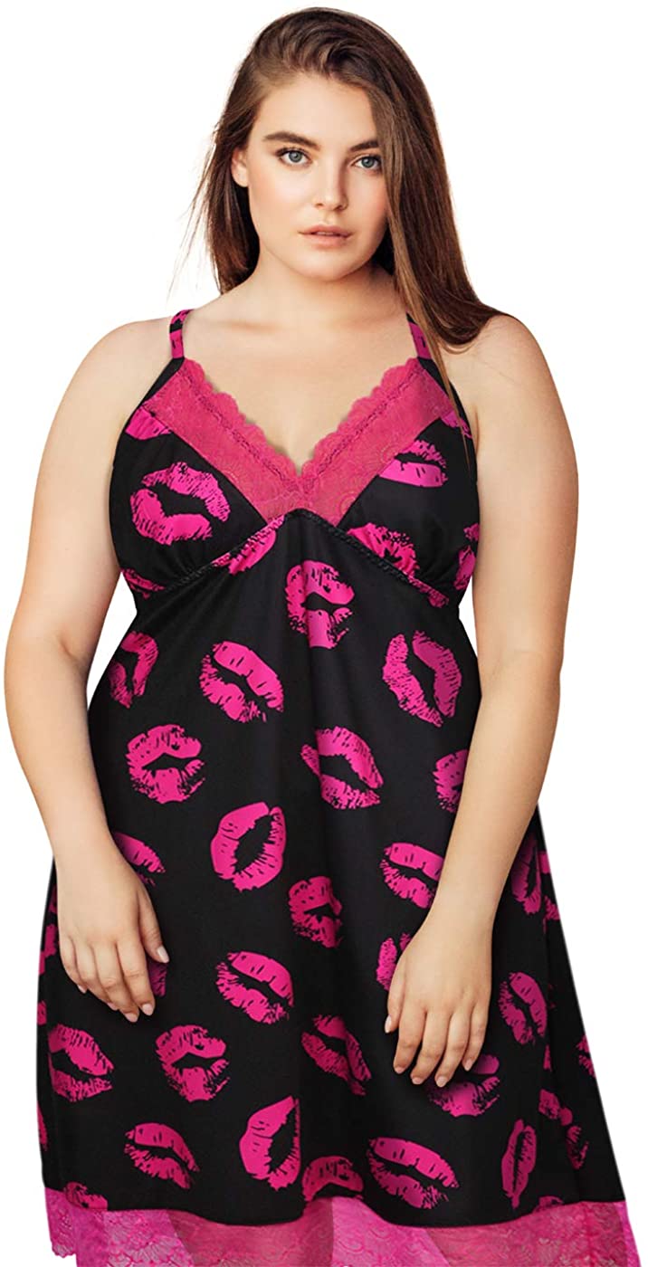 Price:$11.99 Plus Size Chemise Nightgown Cute Sexy Sleep Nighty Pajama Dress in Gift Box at Amazon Women’s Clothing store