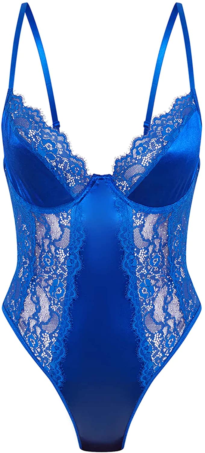 Price:$18.99 Women Bodysuit Babydoll Lingerie One Piece Lace Halter Underwear Teddy Chemise Sleepwear at Amazon Women’s Clothing store