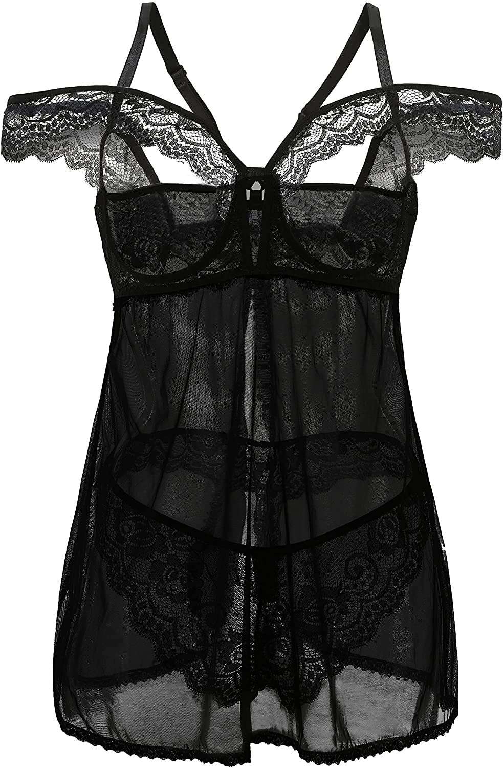 Price:$17.88 Size Lingerie for Women Sexy Lace Babydoll Lingerie Off Shoulder Chemise Womens Lingerie Sleepwear at Amazon Women’s Clothing store