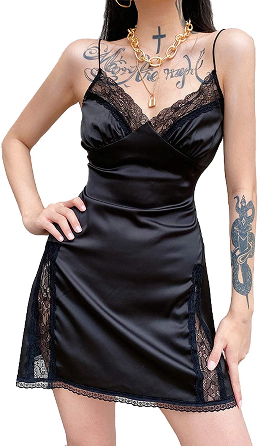 Price:$15.99 Lingerie Floral Full Slip V Neck Sleepwear Lace Chemise Nightwear Sexy Babydoll Backless Lingerie at Amazon Women’s Clothing store