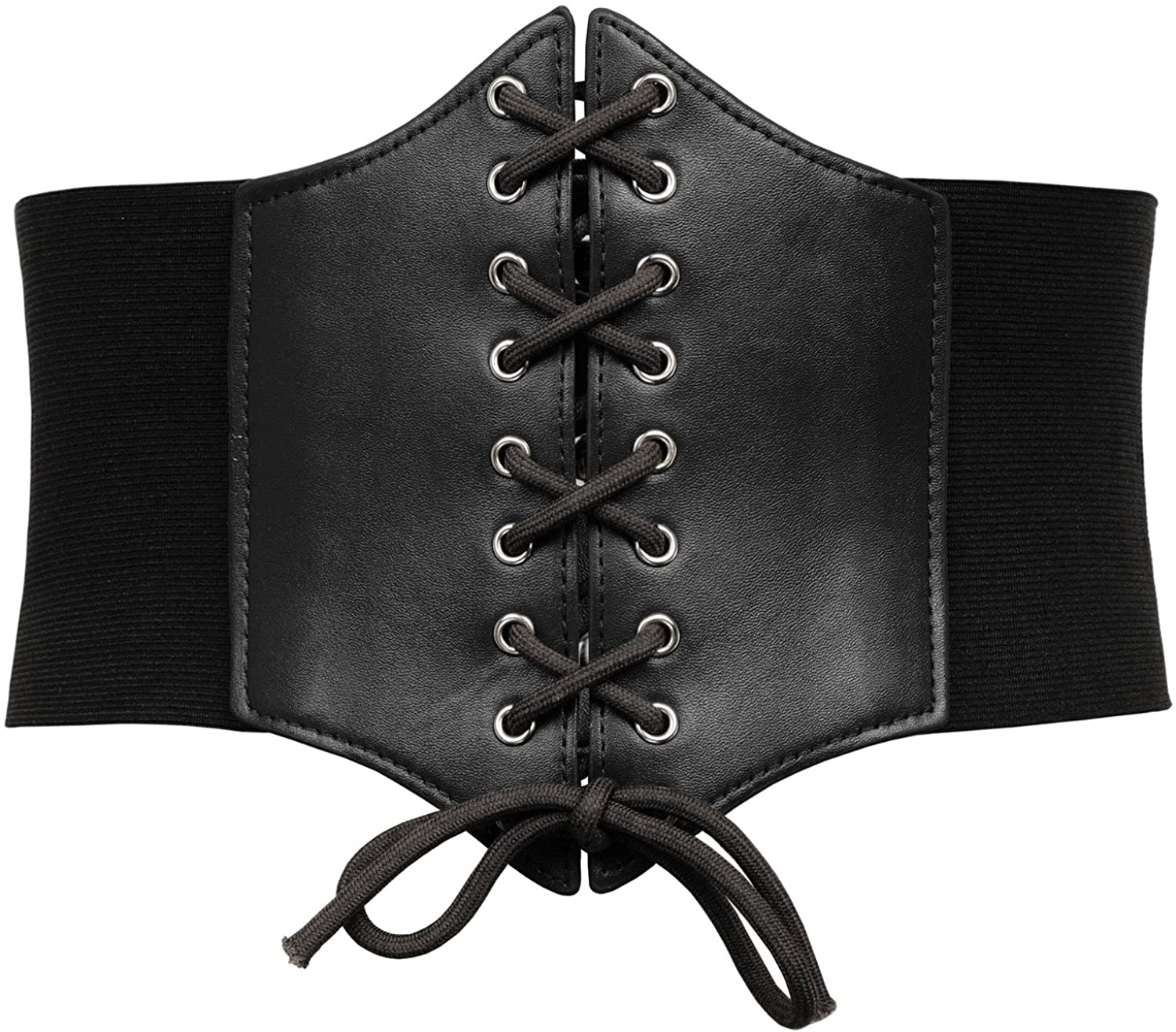 Price:$6.99 KARIN Lace-up Cinch Belt Tied Corset Elastic Waist Belt at Amazon Women’s Clothing store