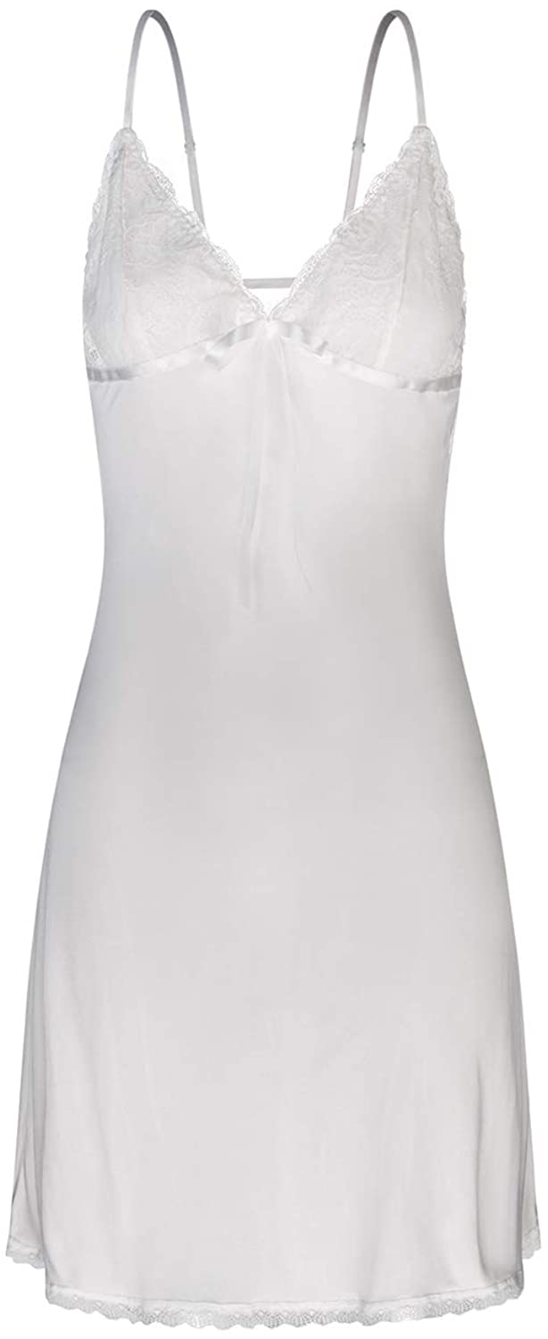 Price:$21.99 Womens Silk Chemise Nightgowns Sexy Sleepwear Laced V-Neck Pajama Tops Lingerie at Amazon Women’s Clothing store