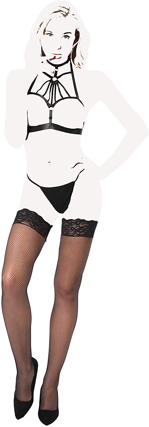 Price:$12.99 Lingerie Garter Belt Set with Stockings Halter Bra Panty Lace Teddy Strappy for Nightwear: Clothing, Shoes & Jewelry