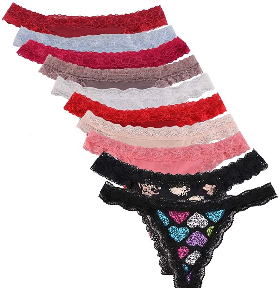 Price:$10.99 Sexy Thongs for Women,Variety of T-Backs Sexy Underwear Pack of 10 G Strings Lacy Undies Panties Tanga : Clothing, Shoes & Jewelry