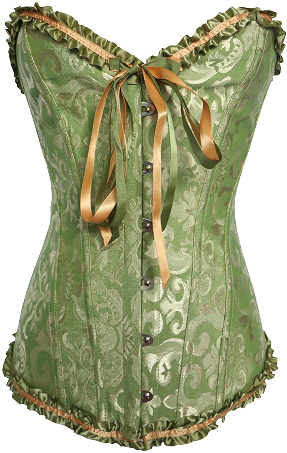 Price:$16.99 Womens Floral Lace Trim Corset Overbust Waist Cincher Bustier Top Shapewear at Amazon Women’s Clothing store