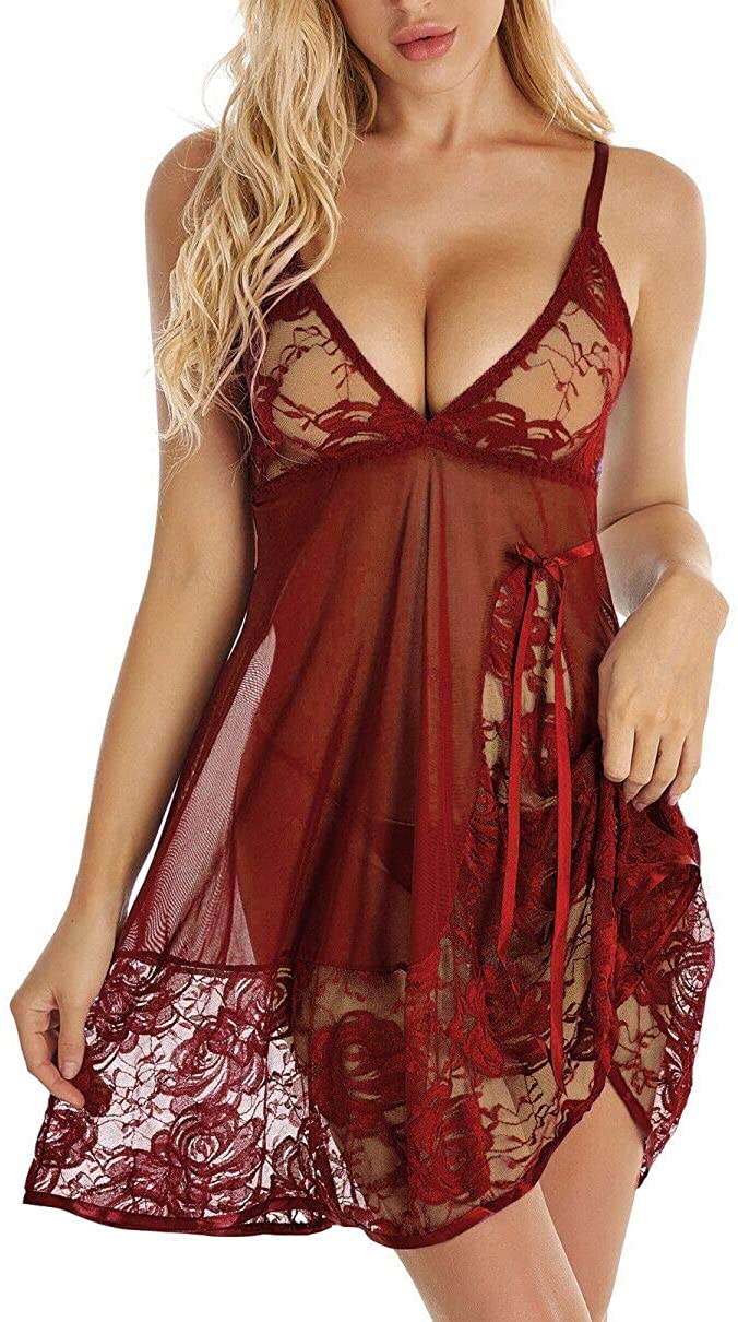 Price:$9.99 for Women Babydoll Lace Nightgown Mesh Bridal Wedding Sleepwear at Amazon Women’s Clothing store