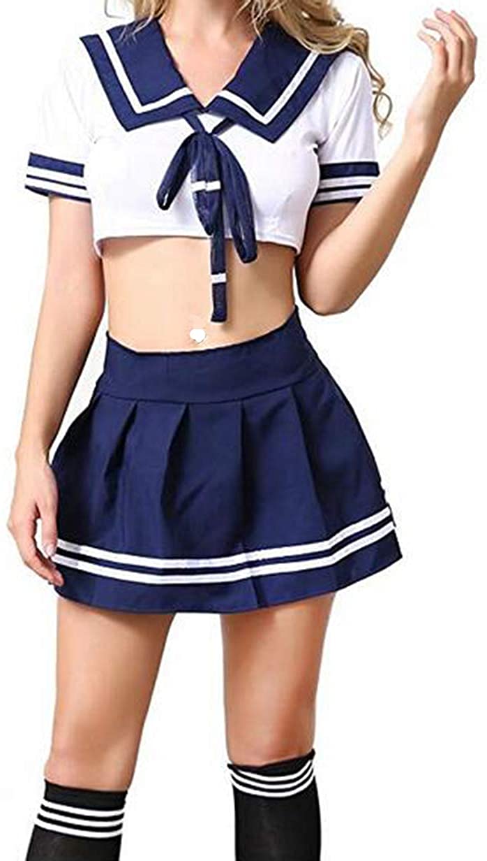 Price:$20.99 Schoolgirl Sailor Uniform Dress Cosplay Costumes with Socks: Clothing, Shoes & Jewelry