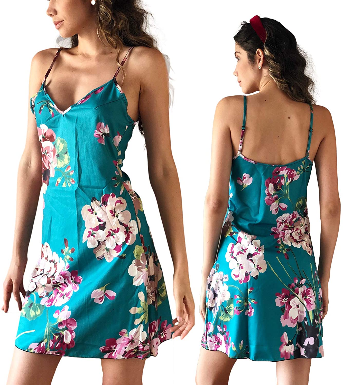Price:$15.95 Sleepwear Sexy Nightgown Chemise Full Slip Silk Negligee Floral Nightie Nightdress Bridal Lingerie for Women at Amazon Women’s Clothing store