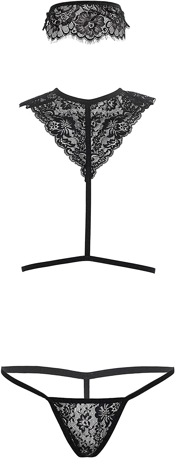 Price:$23.35 Avenue Women's Scalloped Body Harness with Eyelash Lace Mask 3 Pc Set, Black, O/S : Avenue: Clothing, Shoes & Jewelry