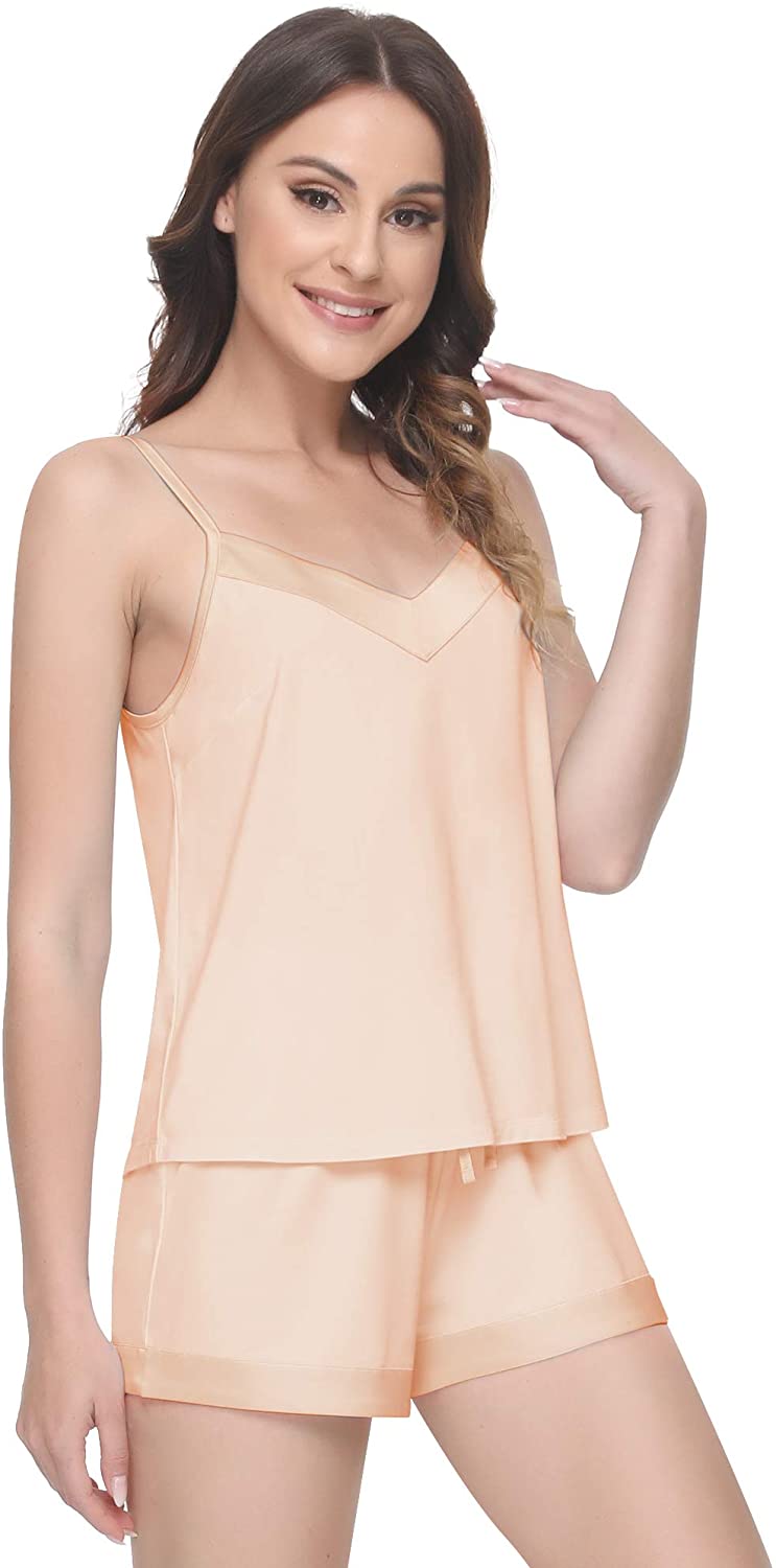 Price:$27.99 Women's Bamboo Pajamas Set Sexy Cami Lingerie Sleepwear Soft Satin V Neck Pj Shorts Set Nightwear S-XL : Clothing, Shoes & Jewelry