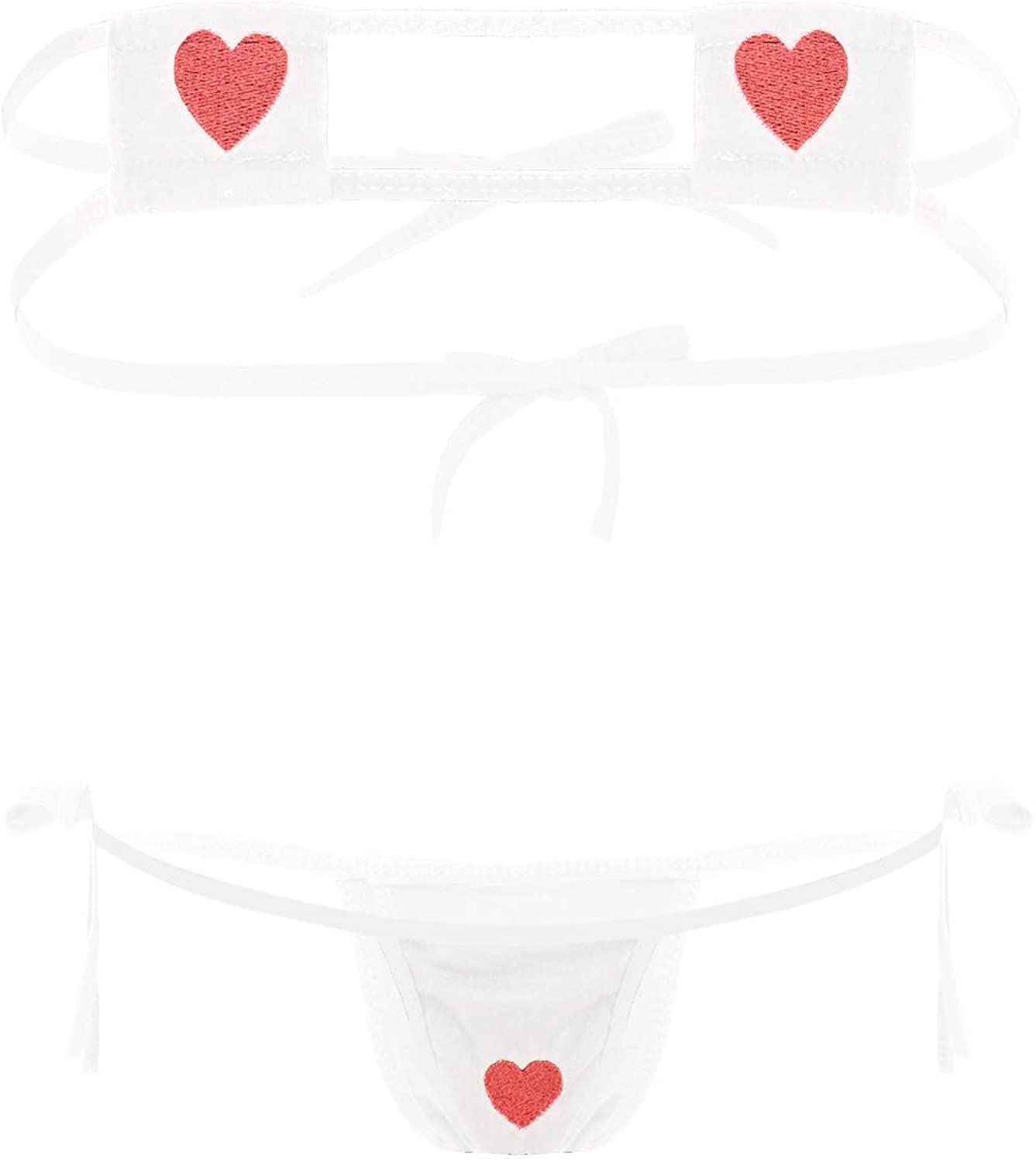 Price:$9.35 Womens Cute Printed Design Lingerie Swimsuit Bikini Bra Top with G-String Briefs Underwear White One Size: Clothing, Shoes & Jewelry