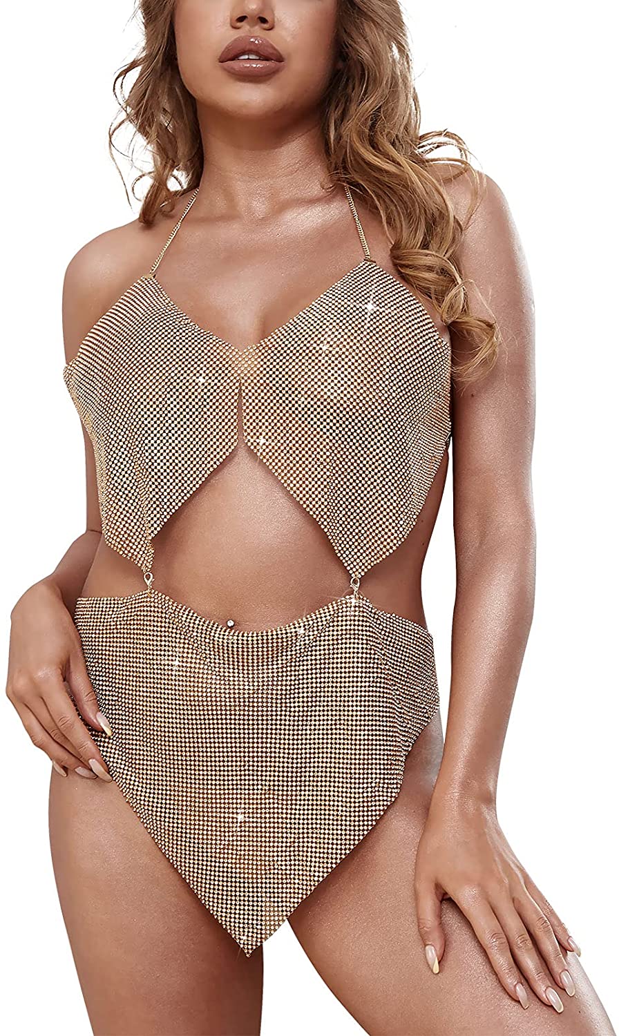 Price:$23.99 Rhinestone Body Chain for Women - Women's Sexy Rhinestone Body Chain Dress Top Bra Jewelry for Party Rave (E-Gold) : Clothing, Shoes & Jewelry