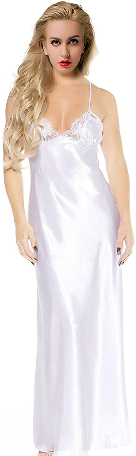 Price:$19.99 Women Satin Nightgown Lace Lingerie Trimmed Full Length Slip Dress at Amazon Women’s Clothing store