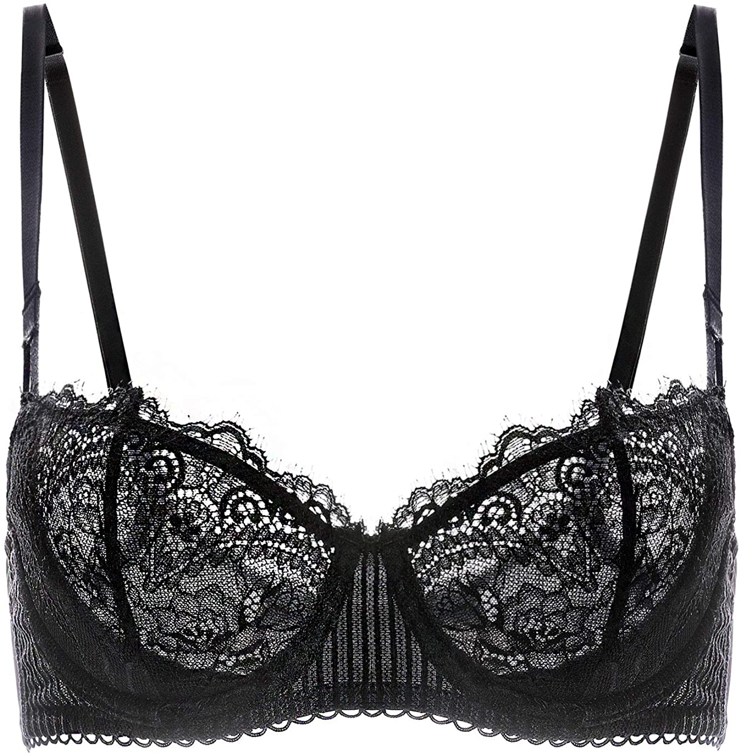 Price:$22.99 Women's Sexy Lace Push Up Plus Size Bra Sheer Balconette Underwire Unlined at Amazon Women’s Clothing store