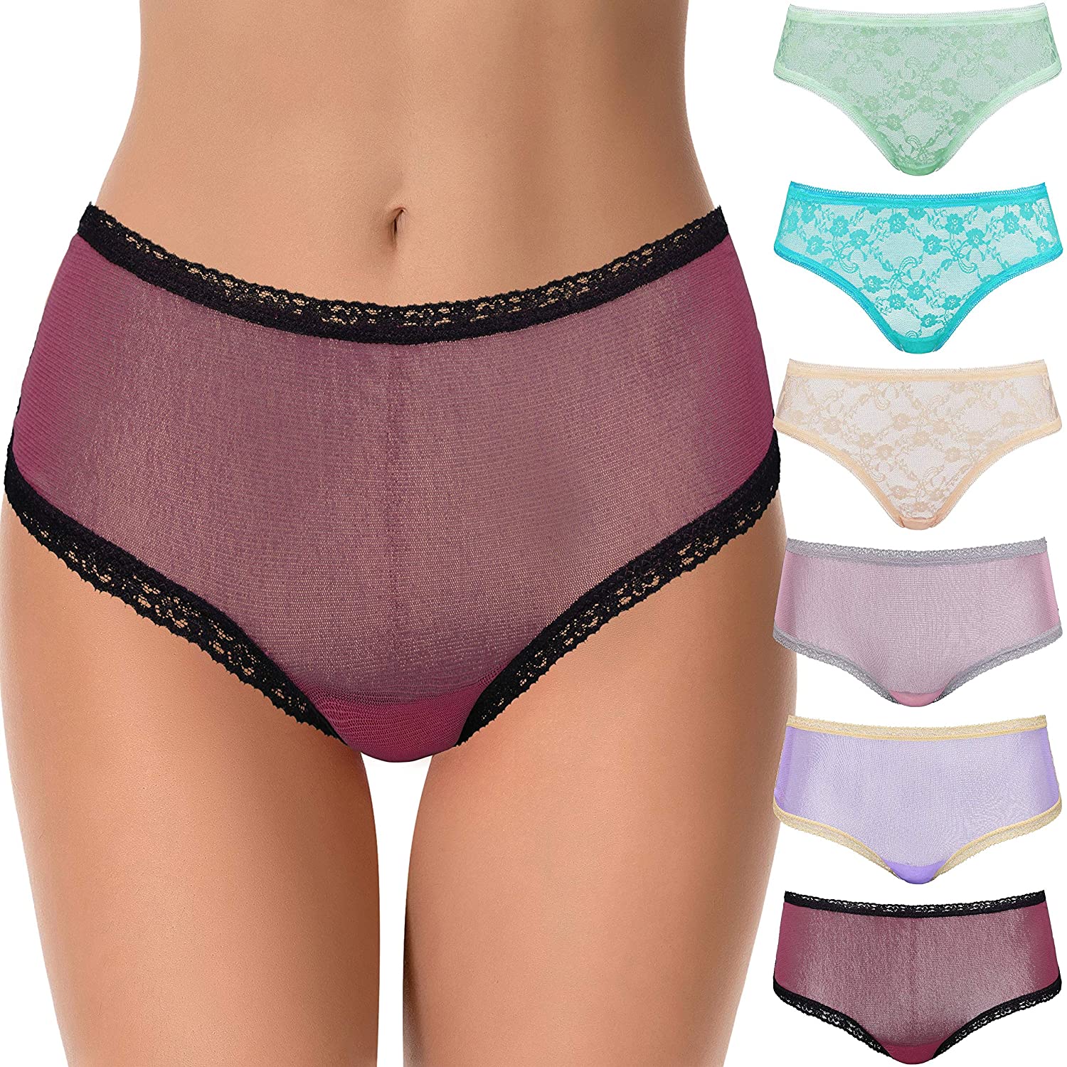 Price:$15.88 Muse Womens Sexy Lace Bikini Boyshort Hipster Briefs Panties Underwear-6PK at Amazon Women’s Clothing store