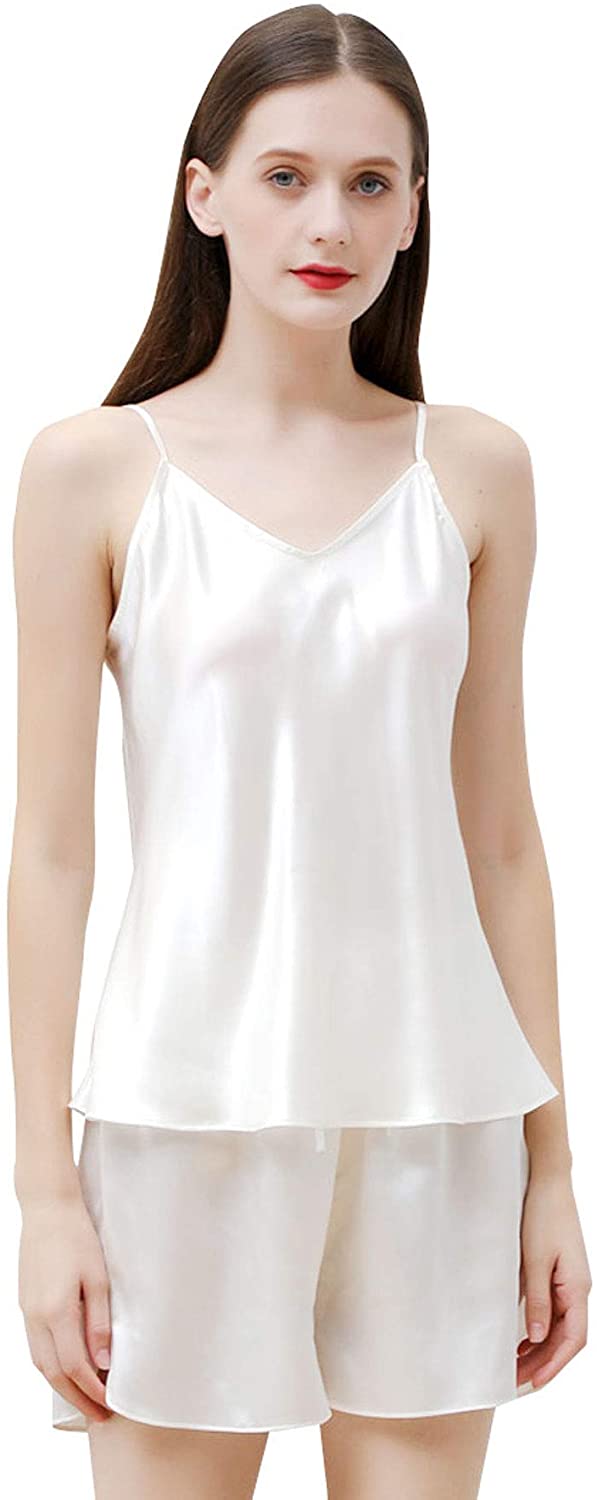 Price:$139.00 22 Momme Pure Mulberry Silk Sleepwear Women Lingerie Silk Pajamas Camisole Shorts Set Nightwear at Amazon Women’s Clothing store