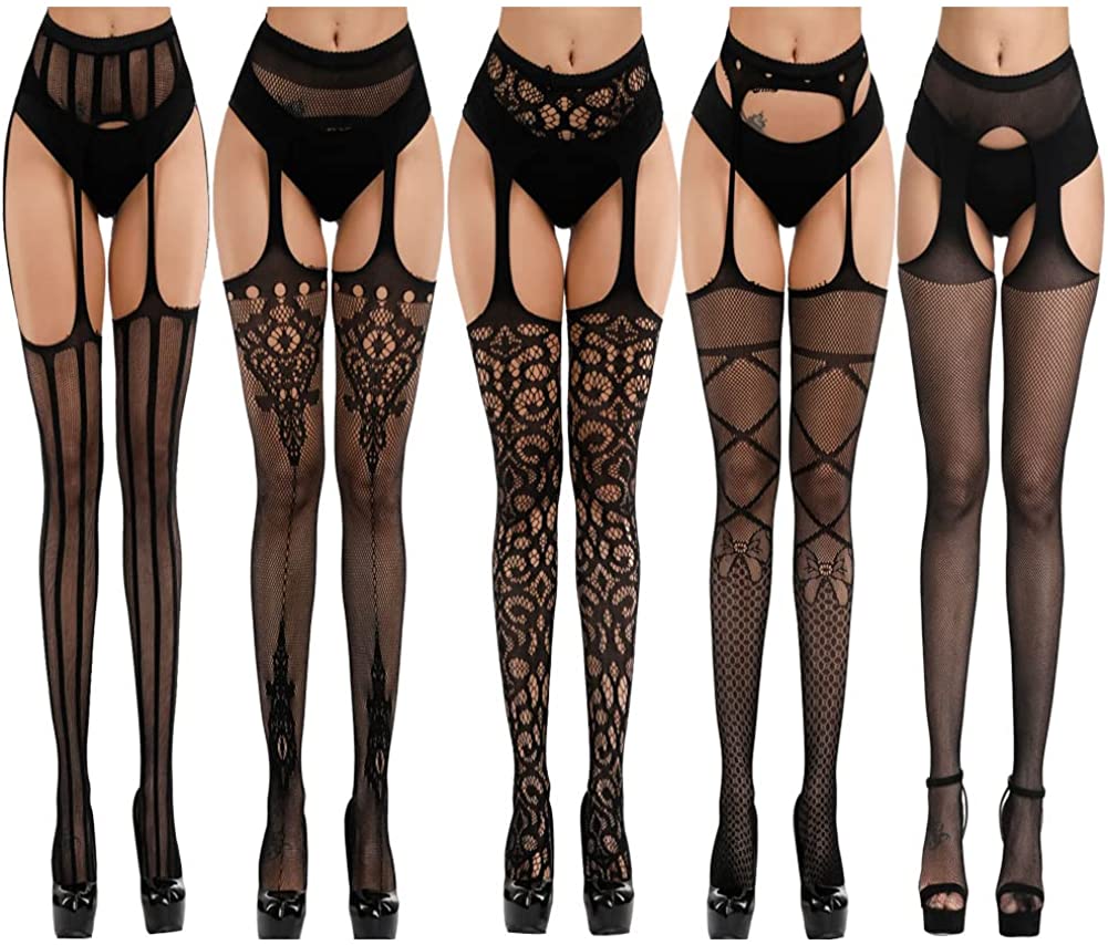 Price:$16.86 5in1 Sexy Stockings Lingerie Mesh Fishnet Bodystocking Stretch Sleepwear Tights Gifts for Female (5 Styles Pack): Clothing, Shoes & Jewelry