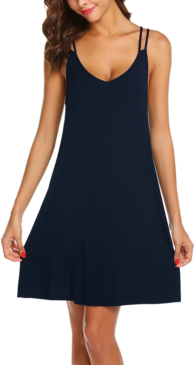 Price:$10.99 Sleeveless Nightgown V Neck Sleepwear Soft Pajama Dress Short Nightdress for Women at Amazon Women’s Clothing store