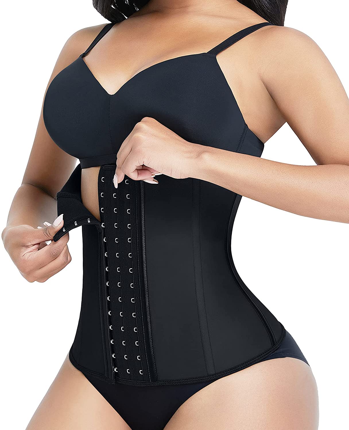 Price:$25.99 Waist Trainer for Women Latex Corsets Waist Cincher Workout Girdle Hourglass Body Shaper at Amazon Women’s Clothing store