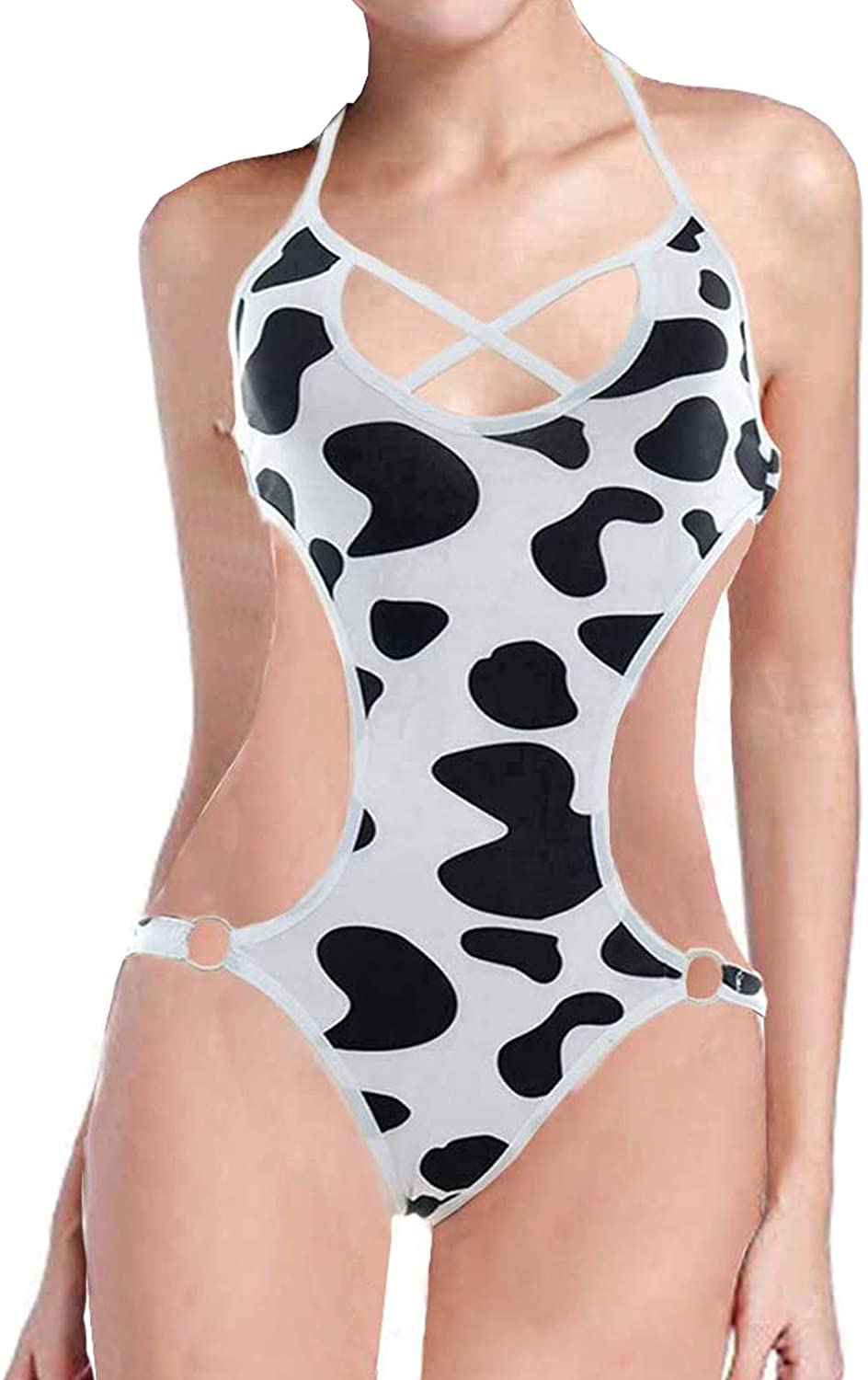 Price:$14.99 Costume Milk Cross Leopard Bodysuit Costume Anime Sexy Mini Cow Lingerie Set (Cross Leotard Bodysuit, One Size): Clothing, Shoes & Jewelry