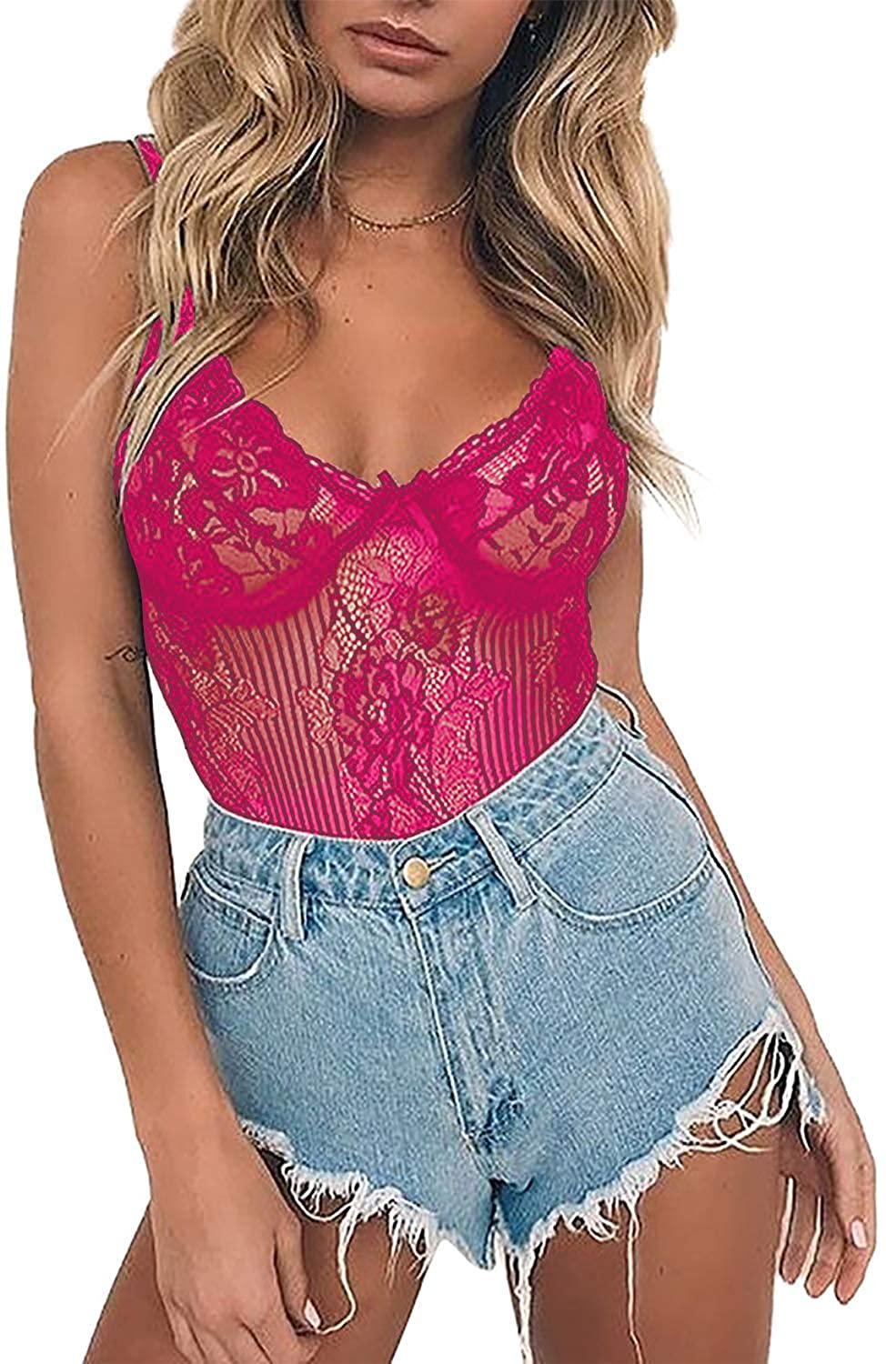Price:$11.99 Mini Bodysuit Lingerie Deep V Lace Teddy Underwear One Piece: Clothing, Shoes & Jewelry