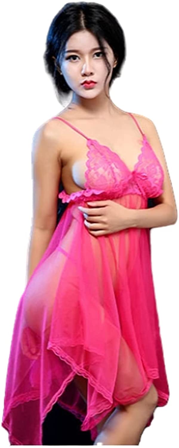 Price:$13.23 Lingerie Sexy Lingerie for Long Lace Robe Sheer Babydoll - adjustable length lace mesh nighties (Rose red) | Amazon.com
