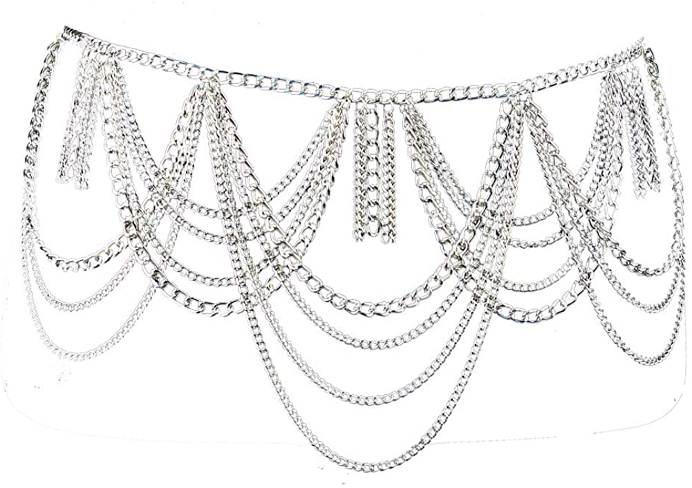 Price:$12.99 Tassels Belly Body Chain Silver Waist Chain Body Jewelry : Clothing, Shoes & Jewelry