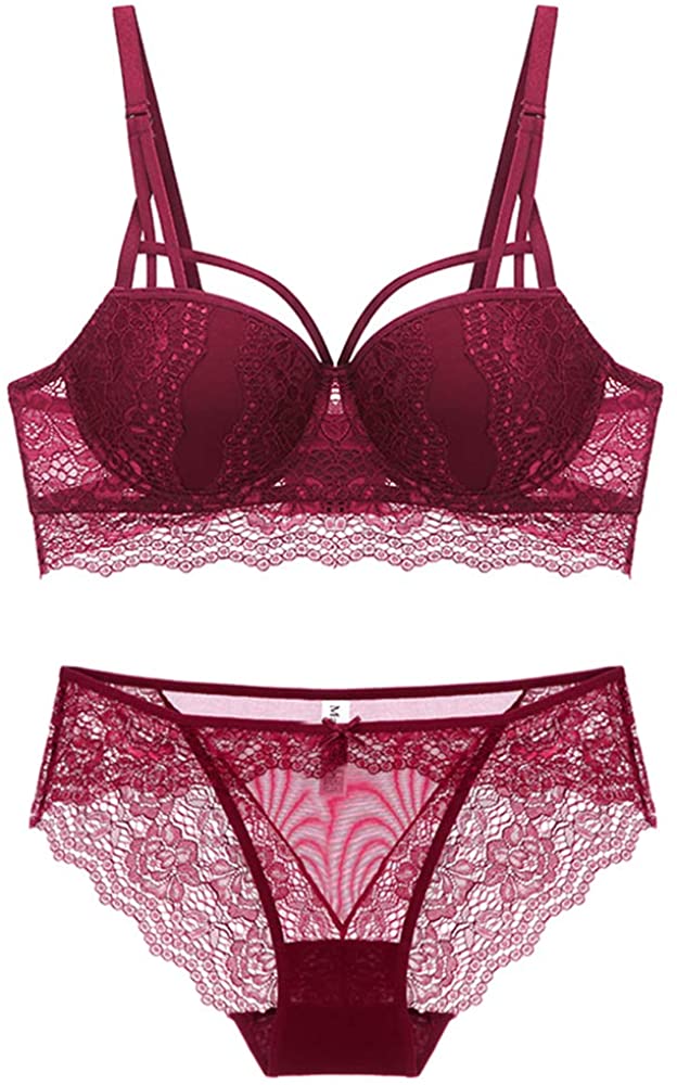 Price:$15.99 Women's Sexy Push up Lace Bra Embroidery Underwired Lingerie Set Bra and Panties 2 Piece at Amazon Women’s Clothing store