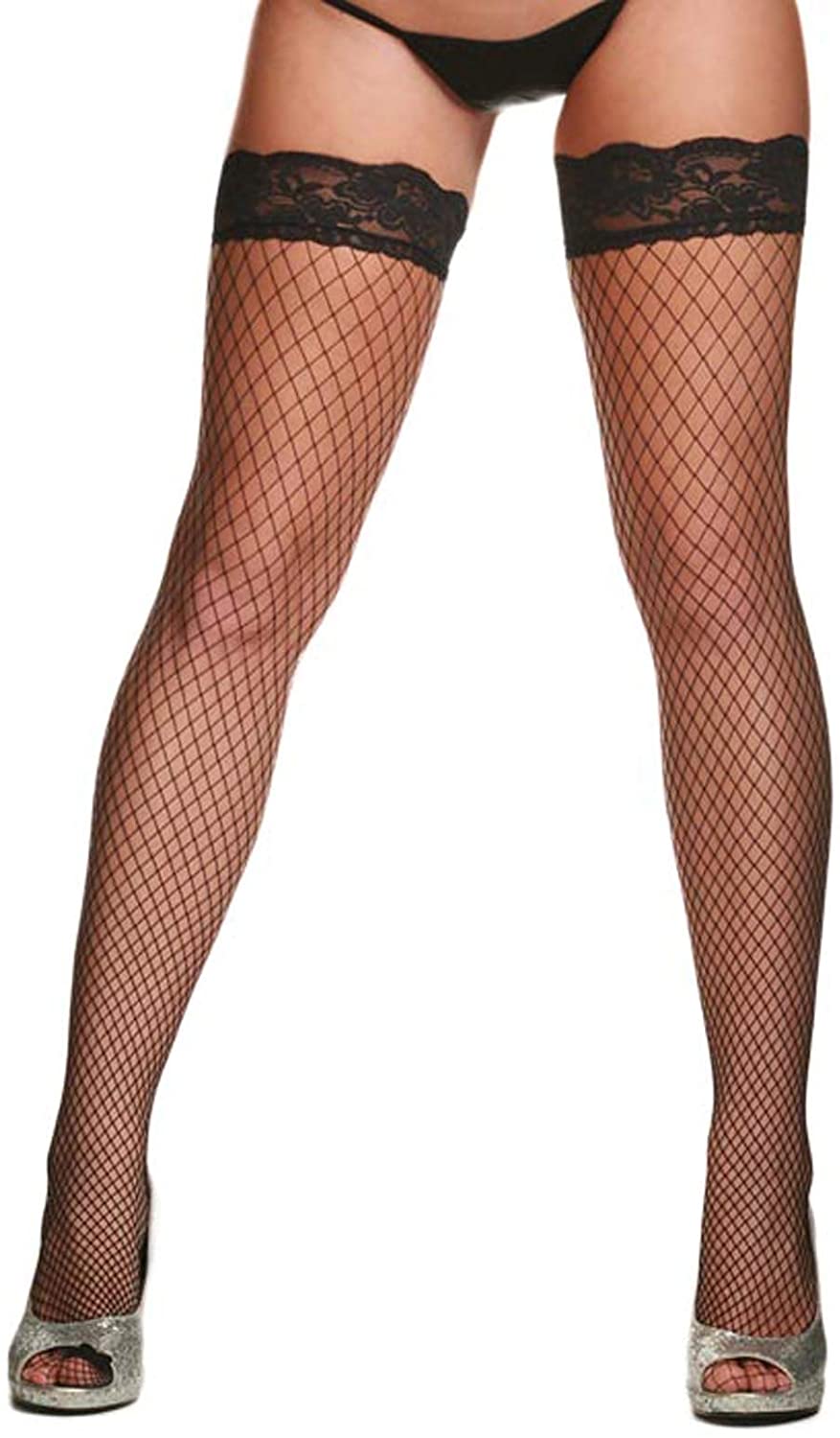 Price:$9.99 Sexy Fishnet Thigh High Stockings with Lace Top Sheer Hosiery for Ladies (Black, One size) : Clothing, Shoes & Jewelry