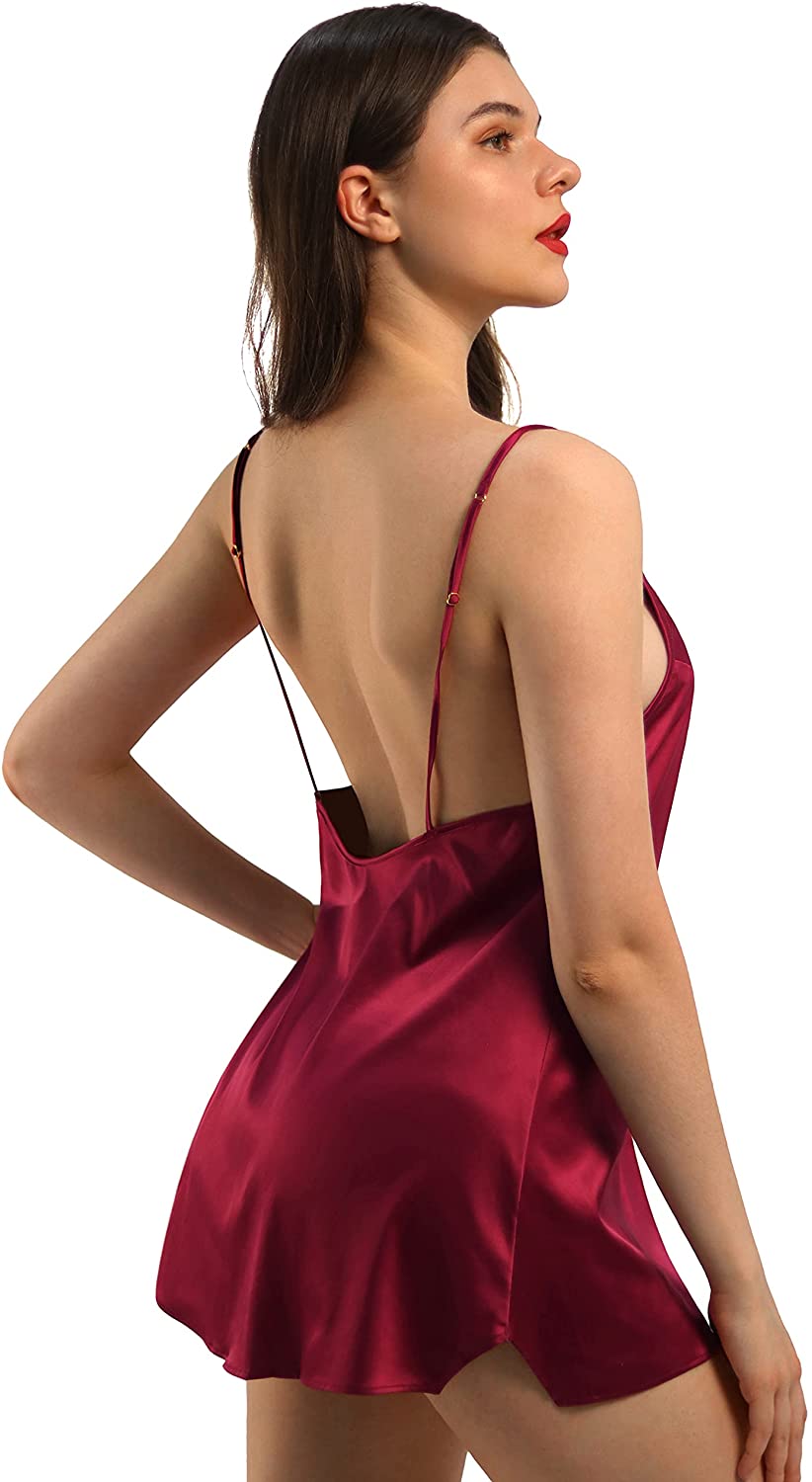 Price:$19.99 Women's Sexy Lingerie Ladies Soft Night Gowns Slip Dress Satin Pajamas Sleepwear Comfy Night Shirt Summer at Amazon Women’s Clothing store