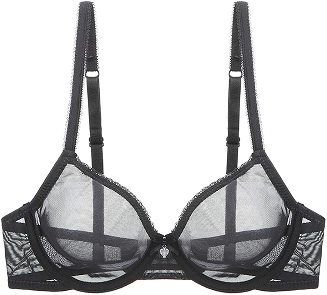 Price:$16.99 Sexy Sheer See Through Bras Unlined Underwire Lace Mesh Non Padded Ultra Thin Clear Bralette at Amazon Women’s Clothing store