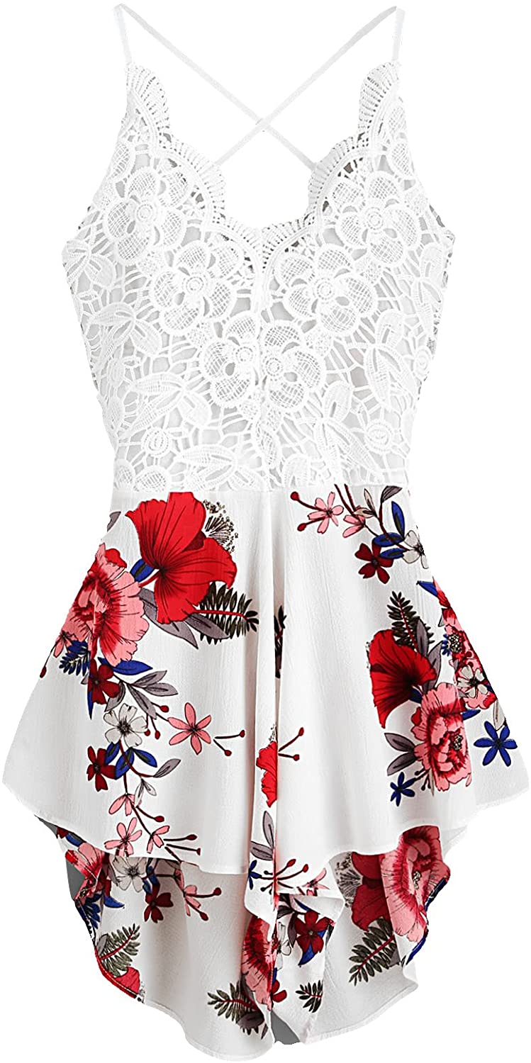 Price:$13.49 Women's Boho Crochet V Neck Halter Backless Floral Lace Romper Jumpsuit : Clothing, Shoes & Jewelry