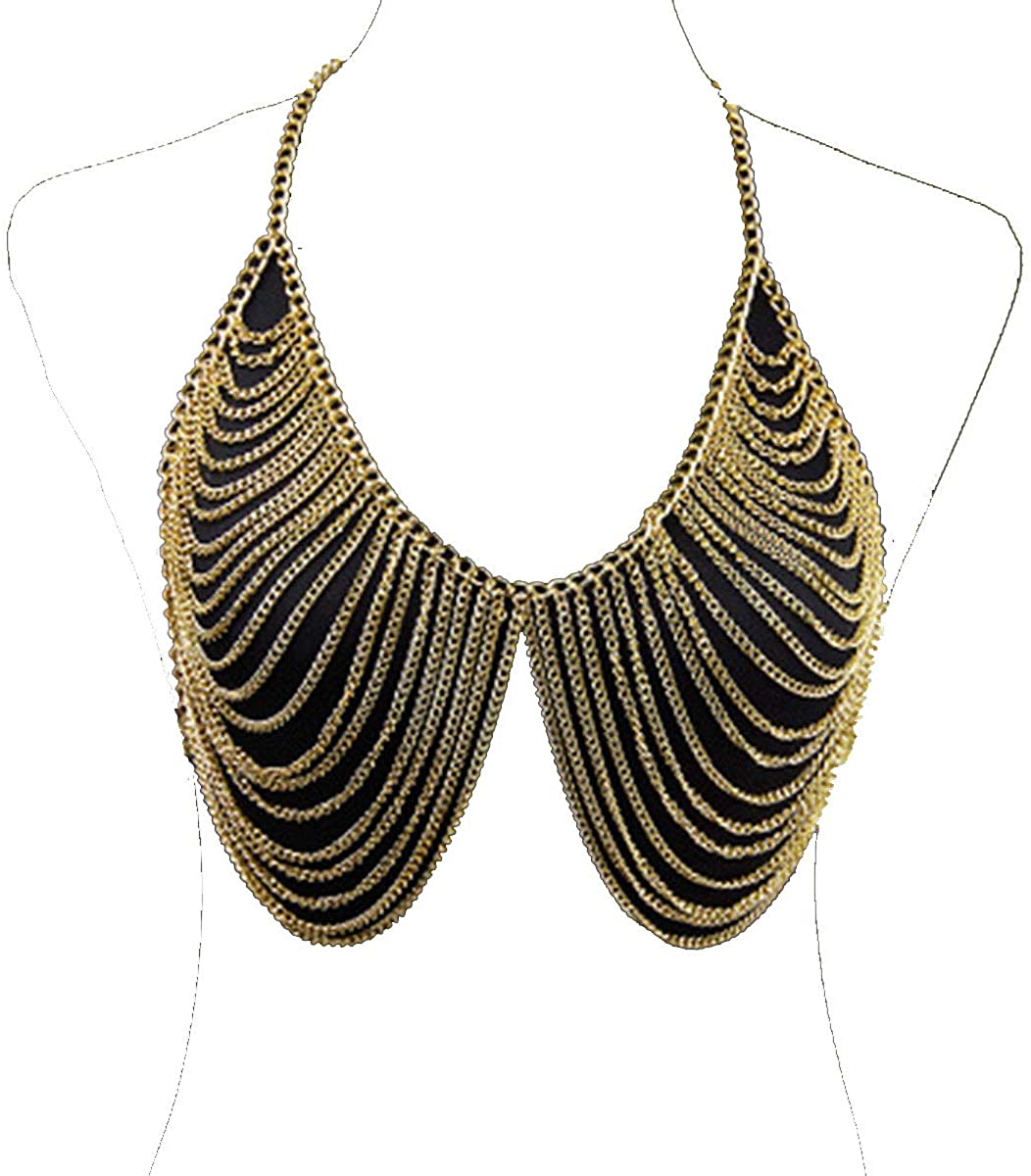 Price:$11.99 Bikini Bralette Chain Gold Harness Necklace Tassel Crossover Body Chain Necklace Jewelry for Women(Style B) : Clothing, Shoes & Jewelry