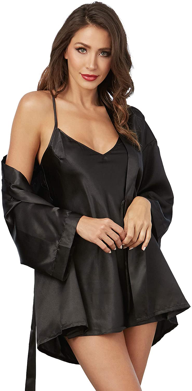 Price:$24.00 Women's Shalimar Charmeuse Babydoll with Robe and Padded Hanger: Satin Robe: Clothing, Shoes & Jewelry
