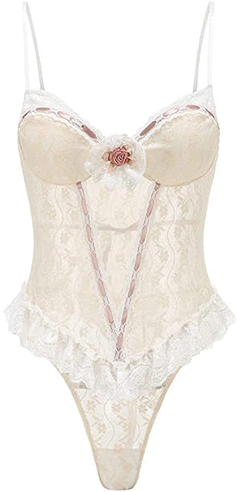 Price:$33.85 Kaliforua Women Snap Crotch Lingerie Deep V Teddy Sexy Lace Bodysuit Mesh Babydoll Kimono Robe Nightgown (Rose Beige) at Amazon Women’s Clothing store