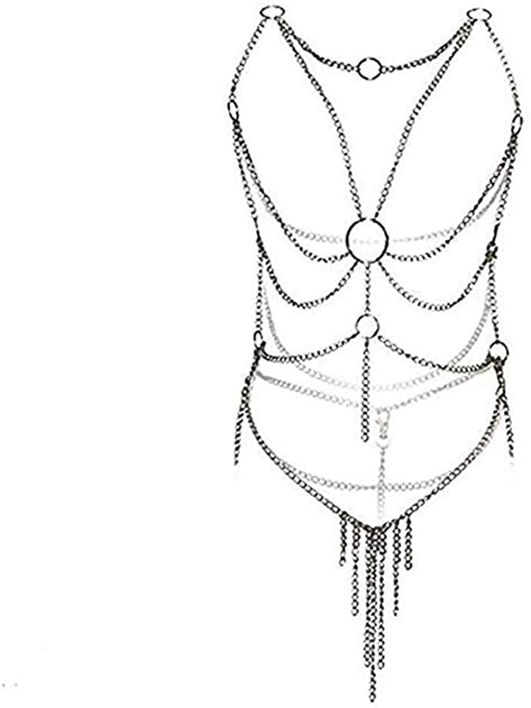 Price:$23.99 Sexy Woman -Tassel Body Harness Chain Cross Enticing Tassel Body Link Harness Metal Chain Sexy Lingerie Set (D) : Clothing, Shoes & Jewelry