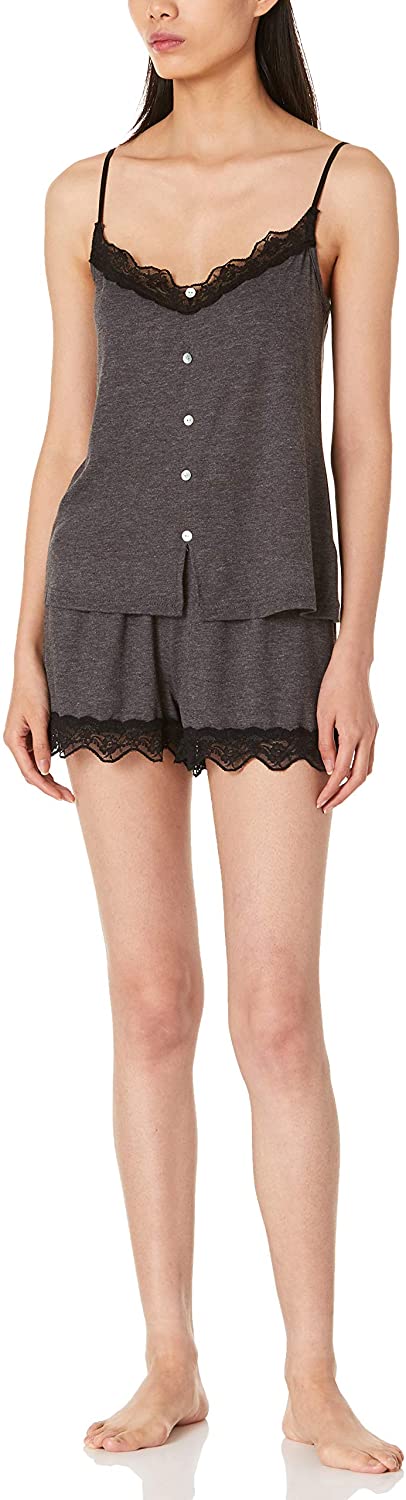 Price:$24.99 Sleepwear Lace Trim Cami Top and Elastic Waist Shorts Pajama Set 2 Piece Sexy Lingerie Nightwear S-1X : Clothing, Shoes & Jewelry