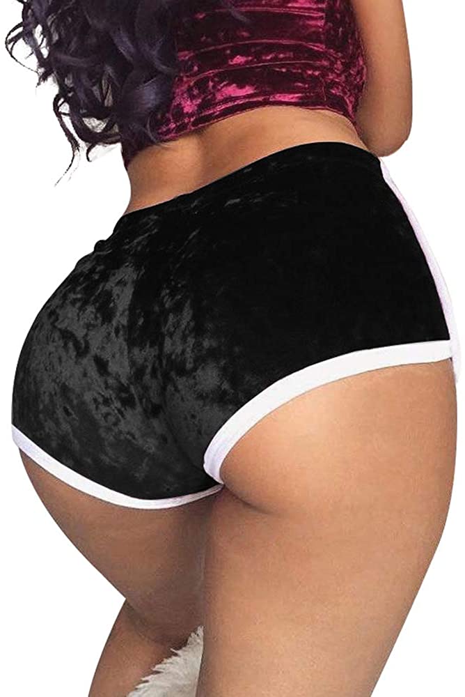 Price:$9.99 Women's Sexy Drawstring Velvet Outfits High Waist Club Mini Shorts at Amazon Women’s Clothing store