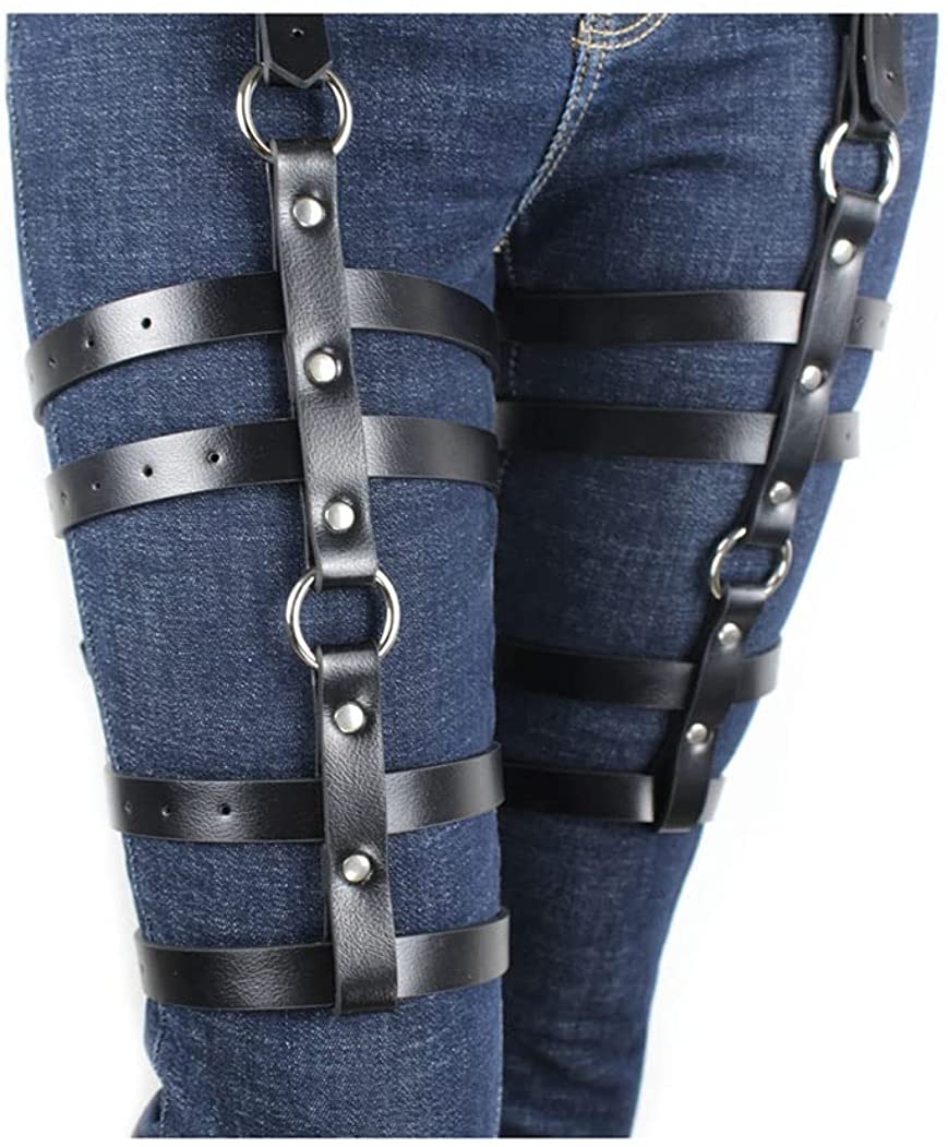 Price:$16.66 Punk Leather Waist Chain Belt Black Sexy Leg Harness Cage Belly Thigh Chain Garter Beach Bikini Party Nightclub Body Accessories for Women and Girls : Clothing, Shoes & Jewelry