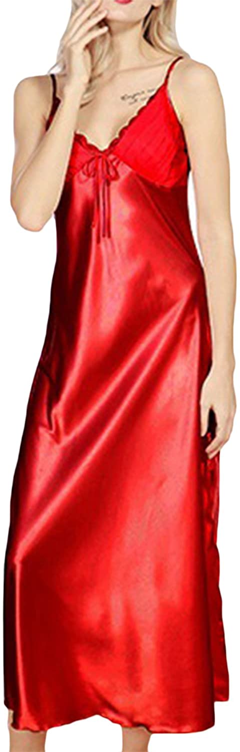 Price:$17.91 Women's Sexy Satin Long Nightgown Lace Slip Lingerie Chemise Robes at Amazon Women’s Clothing store