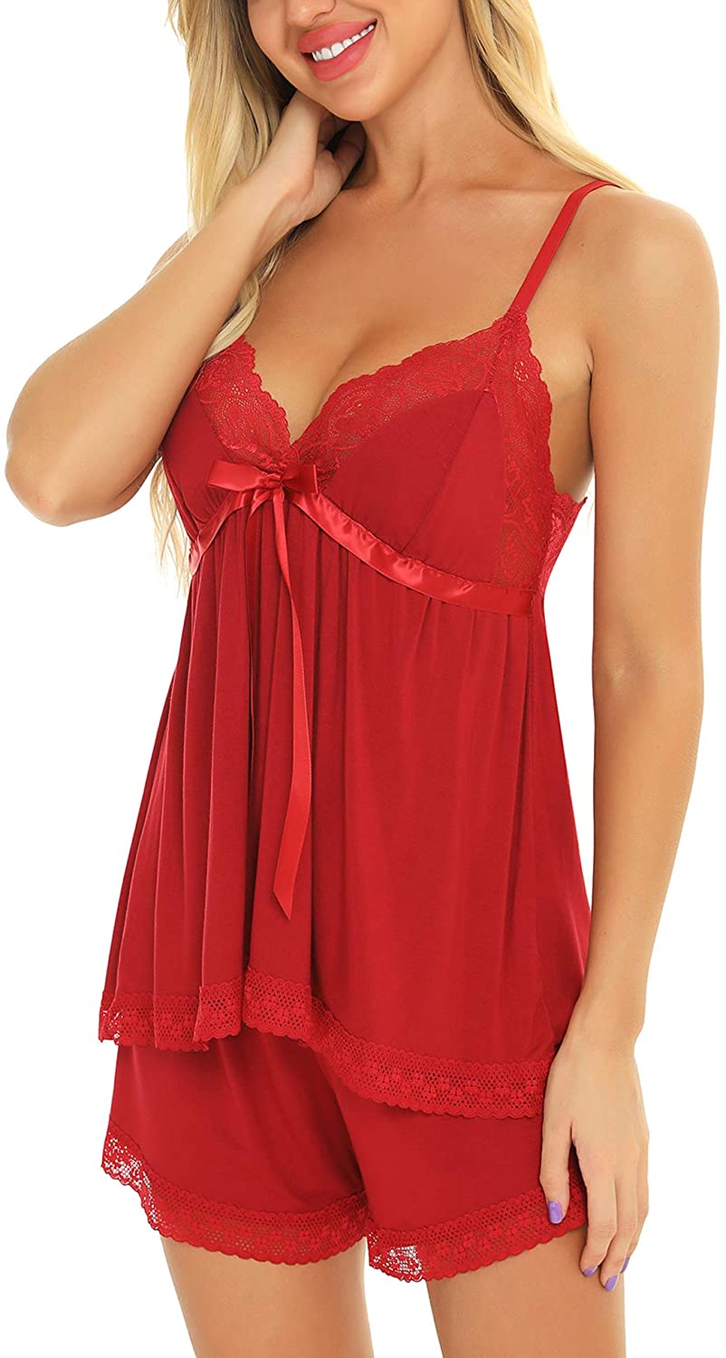 Price:$15.99 Womens Sleepwear Sexy Pajamas Modal Nightwear Cami Shorts Set Soft Pj Loungewear at Amazon Women’s Clothing store