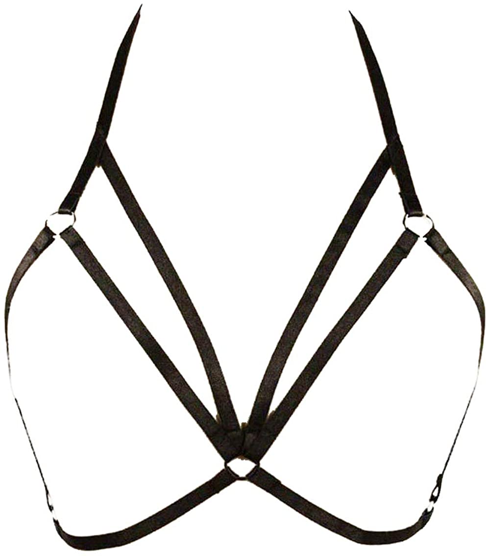 Price:$9.99 Halter Women Bra Harness Hollow Out Body Caged Strappy Bandeau Criss Cross Lingerie Tops: Clothing, Shoes & Jewelry