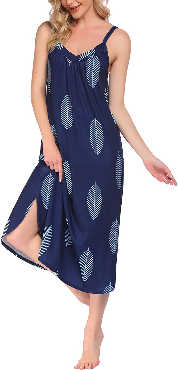 Price:$16.99 Long Nightgown Sexy Full Slips Sleepwear Summer Sleeveless Nightshirt Loose Chemise Lounge Dresses for Women S-XXL at Amazon Women’s Clothing store