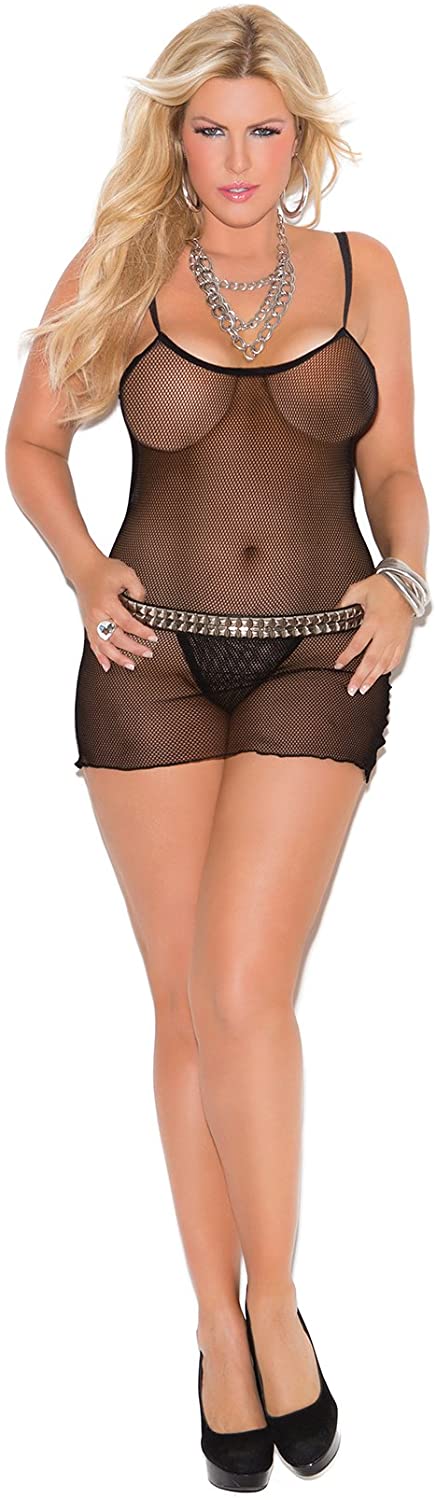 Price:$4.50 Moments Women's Slip Style Fishnet Mini Dress and Matching G-String-Plus Size: Clothing, Shoes & Jewelry