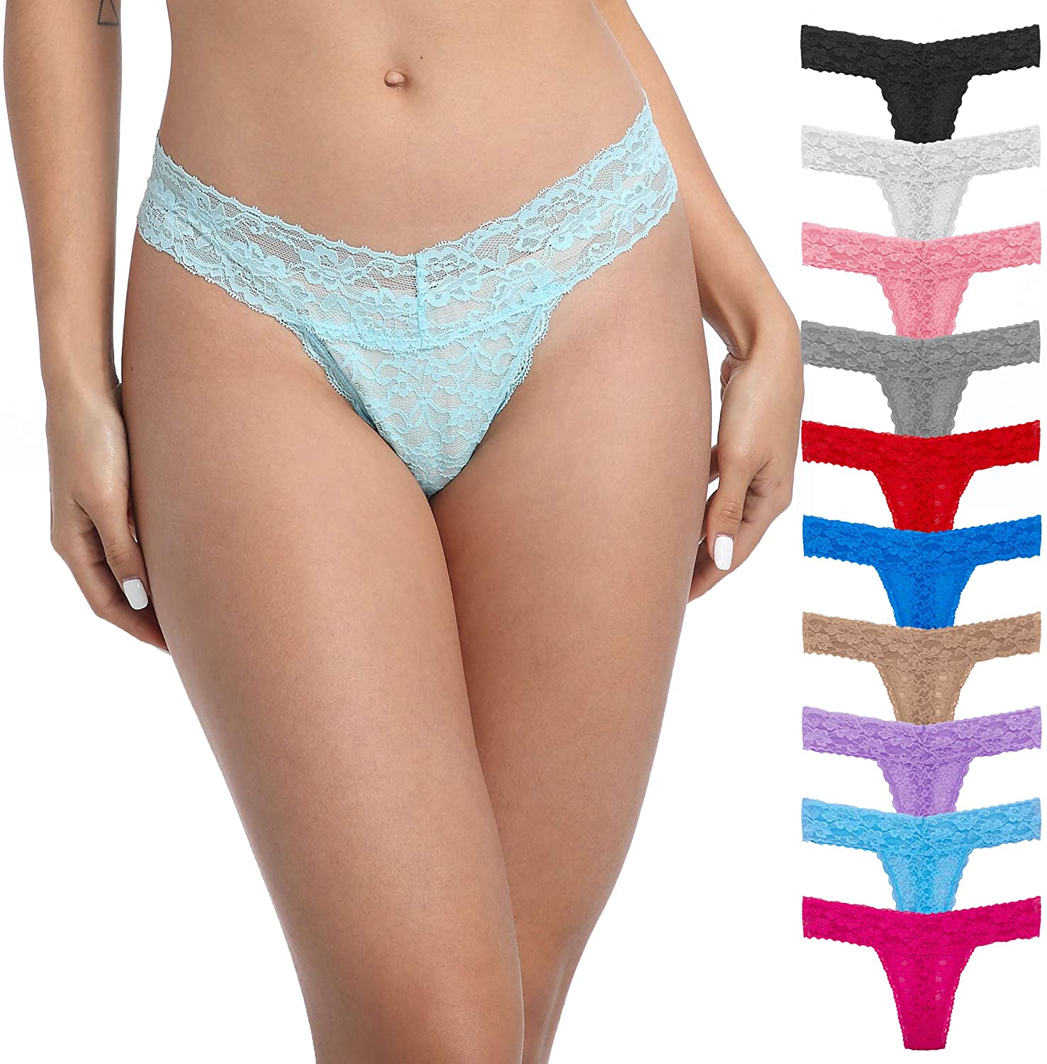 Price:$9.99 10 Pack Lace Thongs for Women, Plus Size Women Panties Sexy Tangas Cotton Thongs, Assorted : Clothing, Shoes & Jewelry