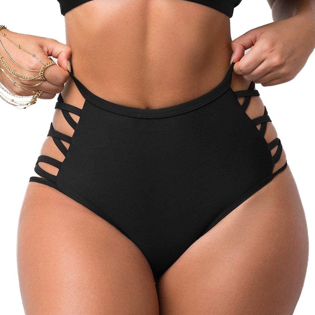 Price:$13.97 Women Sexy Bikini Bottoms Lace Strappy Sides High Waisted Retro Bathing Suit Underwear Swimsuit : Clothing, Shoes & Jewelry