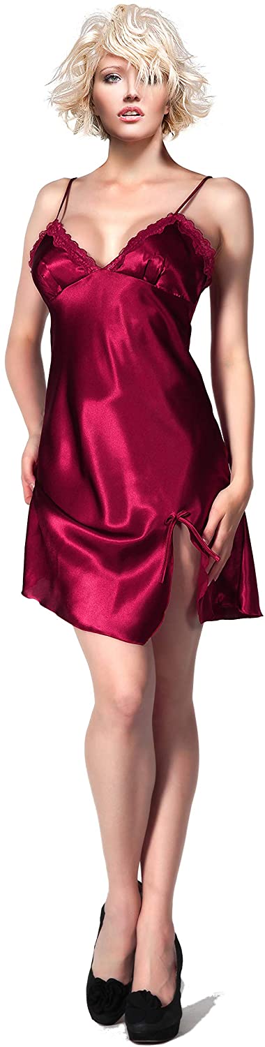 Price:$12.00 Silk Sexy Lingerie for Women - Sexy Pajamas for Women (Wife Gift) (Red, M) at Amazon Women’s Clothing store