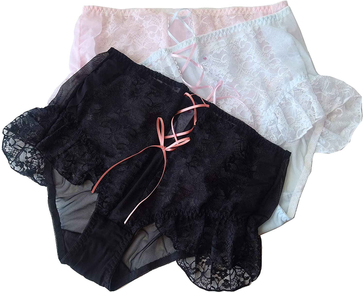 Price:$29.90 Ladies high waist large size sexy transparent lace panties M-5XL at Amazon Women’s Clothing store